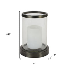 8" Black Flameless Tabletop Hurricane Candle Holder