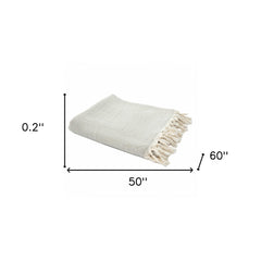 Gray Woven Cotton Herringbone Throw Blanket