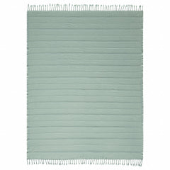 Green Woven Cotton Striped Throw Blanket