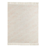 Cream Woven Cotton Striped Throw Blanket