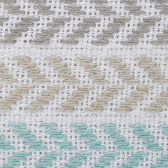 18" X 18" Green and White Chevron Cotton Zippered Pillow