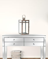 Set Of Three Copper Flameless Floor Lantern Candle Holder