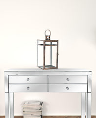 Set Of Three Copper Flameless Floor Lantern Candle Holder