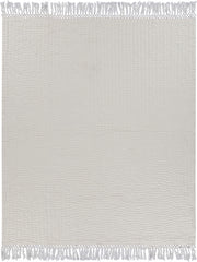 Cream Woven Cotton Solid Color Throw Blanket
