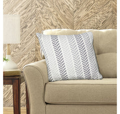 18" X 18" Gray and White Chevron Cotton Zippered Pillow