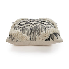 20" X 20" Black and Ivory Linen Cotton Blend Zippered Pillow