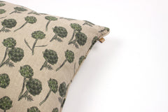 Set Of Two 18" x 18" Beige and Green 100% Cotton Artichoke Zippered Pillows