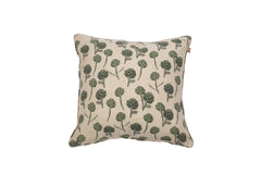 Set Of Two 18" x 18" Beige and Green 100% Cotton Artichoke Zippered Pillows