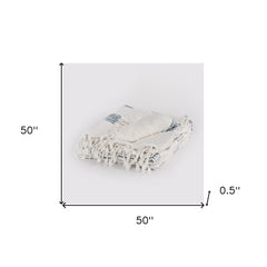 Teal Blue Woven 95% Cotton/5% Acrylic Throw Blanket