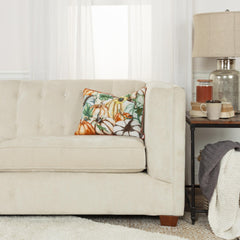 14" X 20" Orange and Ivory Thanksgiving Cotton Pillow With Embroidery Edges