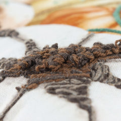 14" X 20" Orange and Ivory Thanksgiving Cotton Pillow With Embroidery Edges