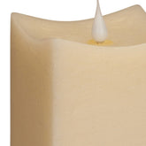 Set of Two Beige Square Flameless Pillar Candles
