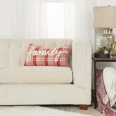 14" X 14" Red and Ivory Cotton Pillow