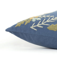 18" Blue and Pink Thanksgiving Cotton Pillow With Embroidery Edges