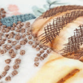 14" X 14" Blue and White Thanksgiving Cotton Pillow With Embroidery Edges