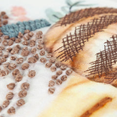 14" X 14" Blue and White Thanksgiving Cotton Pillow With Embroidery Edges