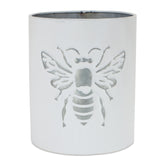 Set of Three 7" White Metal Round Pot Planter