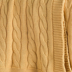 Yellow Knitted 100% Cotton Throw Blanket