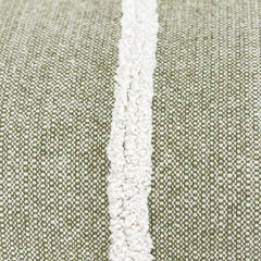 14" X 14" Green and White Cotton Pillow With Tassels Edges