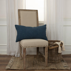 14" X 14" Blue Cotton Blend Pillow