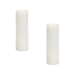 Set of Two White Flameless Pillar Candles