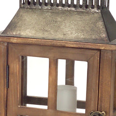 Set Of Two Brown Flameless Floor Lantern Candle Holder