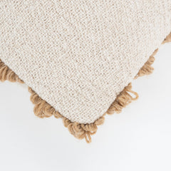 20" Beige and Green Thanksgiving Cotton Pillow With Applique, Embroidery Edges