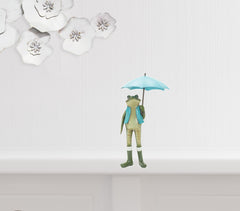 Set Of Two 11" Blue and Green Resin Frog Figurine