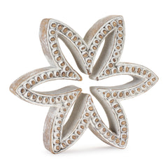 Set Of Three 7" Brown and White Polyresin Flower Figurine