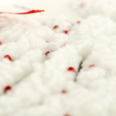 20" Red and Ivory Christmas Cotton Pillow With Applique, Embroidery, Beads Edges