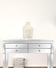 Set Of Three White Flameless Floor Lantern Candle Holder