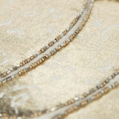 14" X 14" Gold and Ivory Thanksgiving Cotton Pillow With Embroidery, Beads, Pom Poms Edges