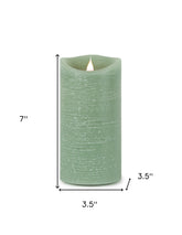 7" Green Flameless Pillar Candle