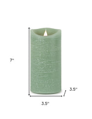 7" Green Flameless Pillar Candle
