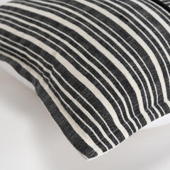 20" Black and White Cotton Pillow With Embroidery Edges