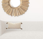 Set Of Two 12" x 24" Taupe 100% Cotton Herringbone Pillows With Tassels