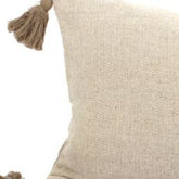 Set Of Two 16" x 35" Taupe 100% Cotton Herringbone Pillows With Tassels