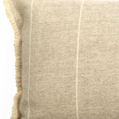 Set Of Two 12" x 24" Tan 100% Cotton Striped Zippered Pillow With Fringe