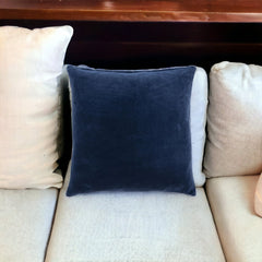 22" Blue Cotton Blend Pillow