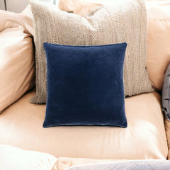 22" Blue Cotton Blend Pillow