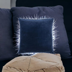22" Blue Cotton Blend Pillow