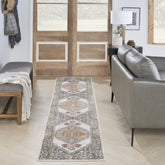 12' Gray Oriental Power Loom Distressed Washable Runner Rug