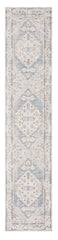 10' Light Blue Oriental Power Loom Distressed Washable Runner Rug