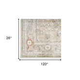 10' Sage Oriental Power Loom Distressed Washable Runner Rug