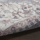 10' Gray Floral Power Loom Distressed Washable Runner Rug