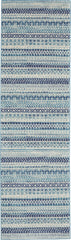 10' Navy Blue Floral Power Loom Runner Rug
