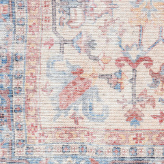 10' Gray Floral Power Loom Distressed Washable Runner Rug