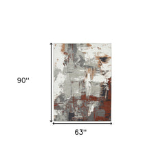 5' x 7' Rust Abstract Power Loom Area Rug