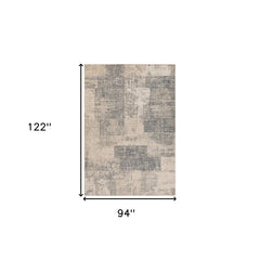8' x 10' Light Blue Abstract Power Loom Area Rug