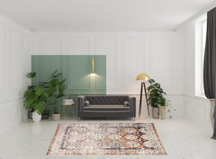 8' x 10' Beige Floral Medallion Power Loom Area Rug